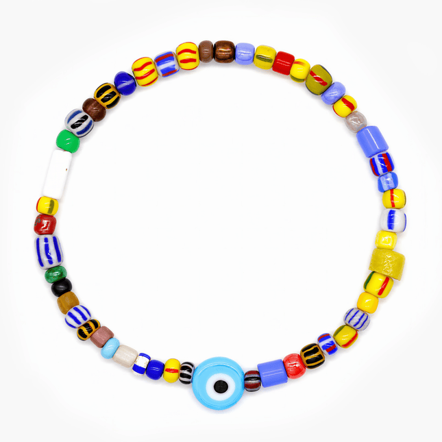 Holidays Bracelet With Assorted Glass Beads And Evil Eye-Bracelet-Kompsós