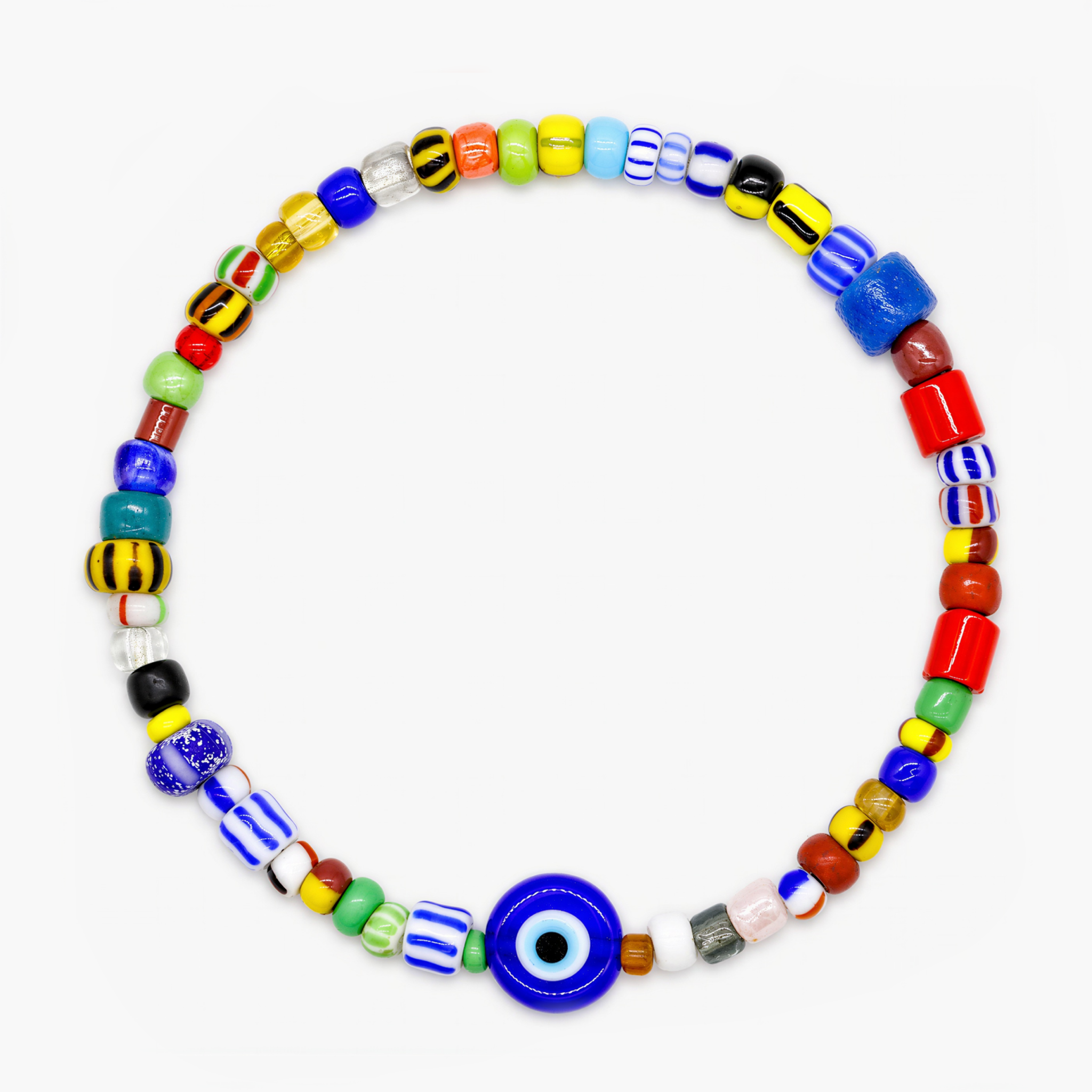 Holidays Bracelet With Assorted Glass Beads And Evil Eye-Bracelet-Kompsós