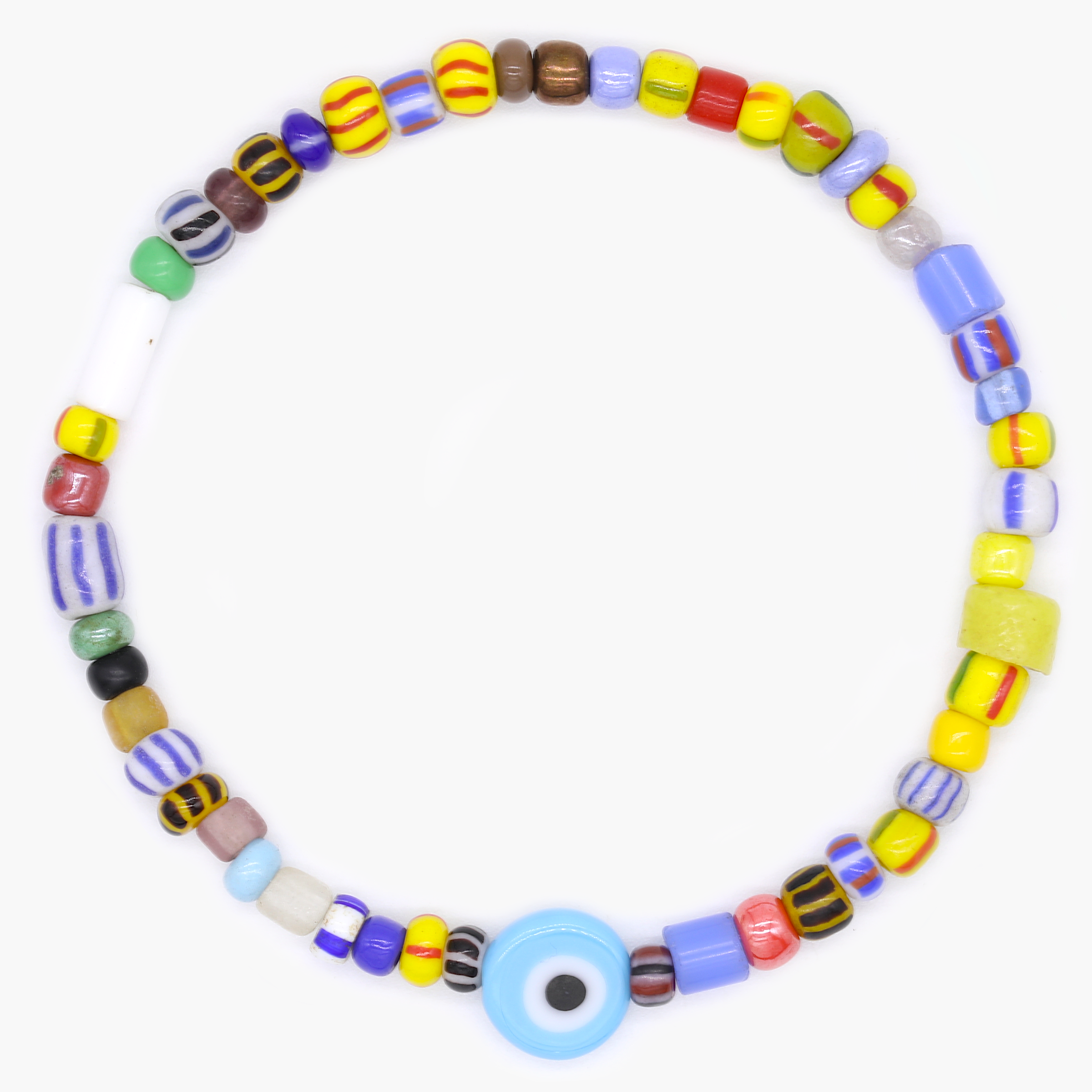 Holidays Bracelet With Assorted Glass Beads And Evil Eye-Bracelet-Kompsós