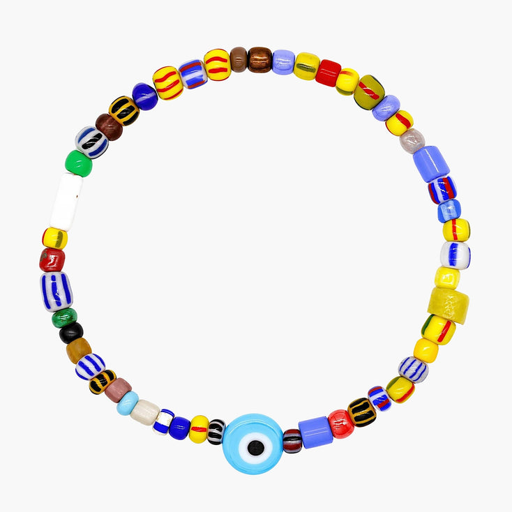 Holidays Bracelet With Assorted Glass Beads And Evil Eye-Bracelet-Kompsós