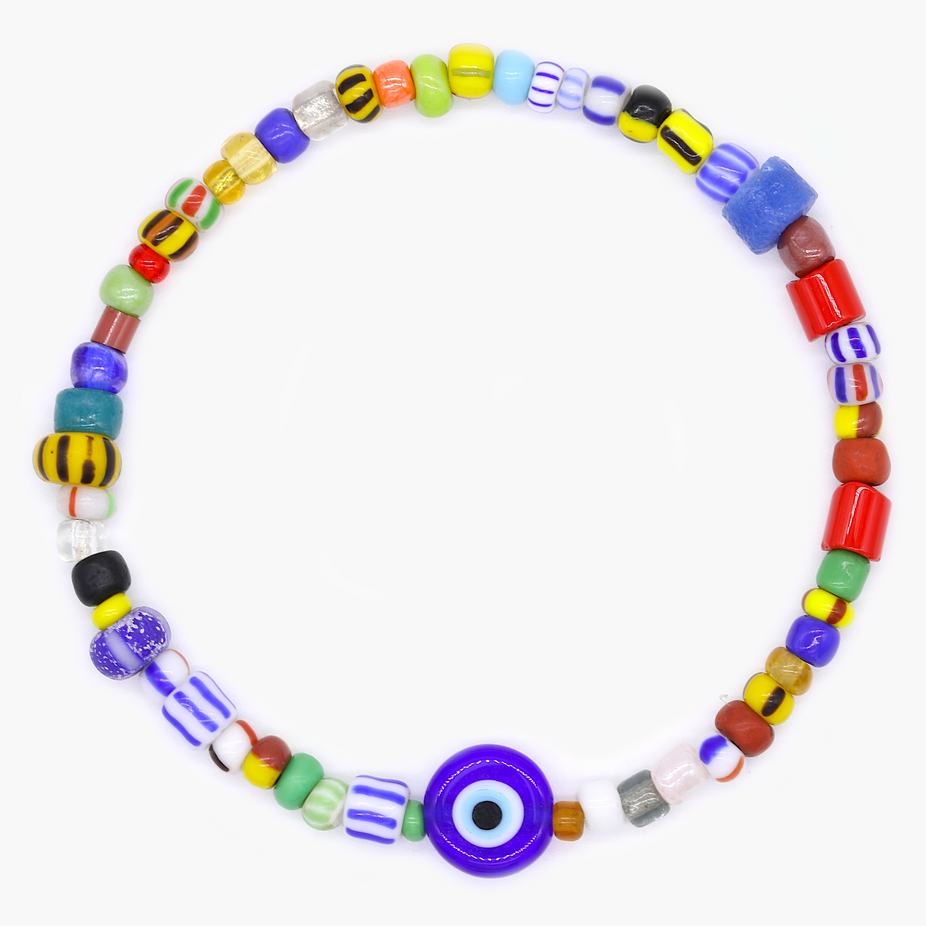 Holidays Bracelet With Assorted Glass Beads And Evil Eye-Bracelet-Kompsós