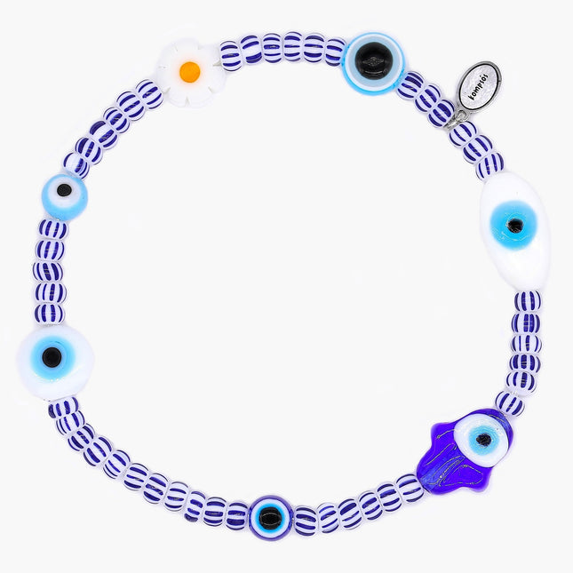 Holidays Bracelet With Shade Of Blue Greek Evil Eye Beads-Bracelet-Kompsós