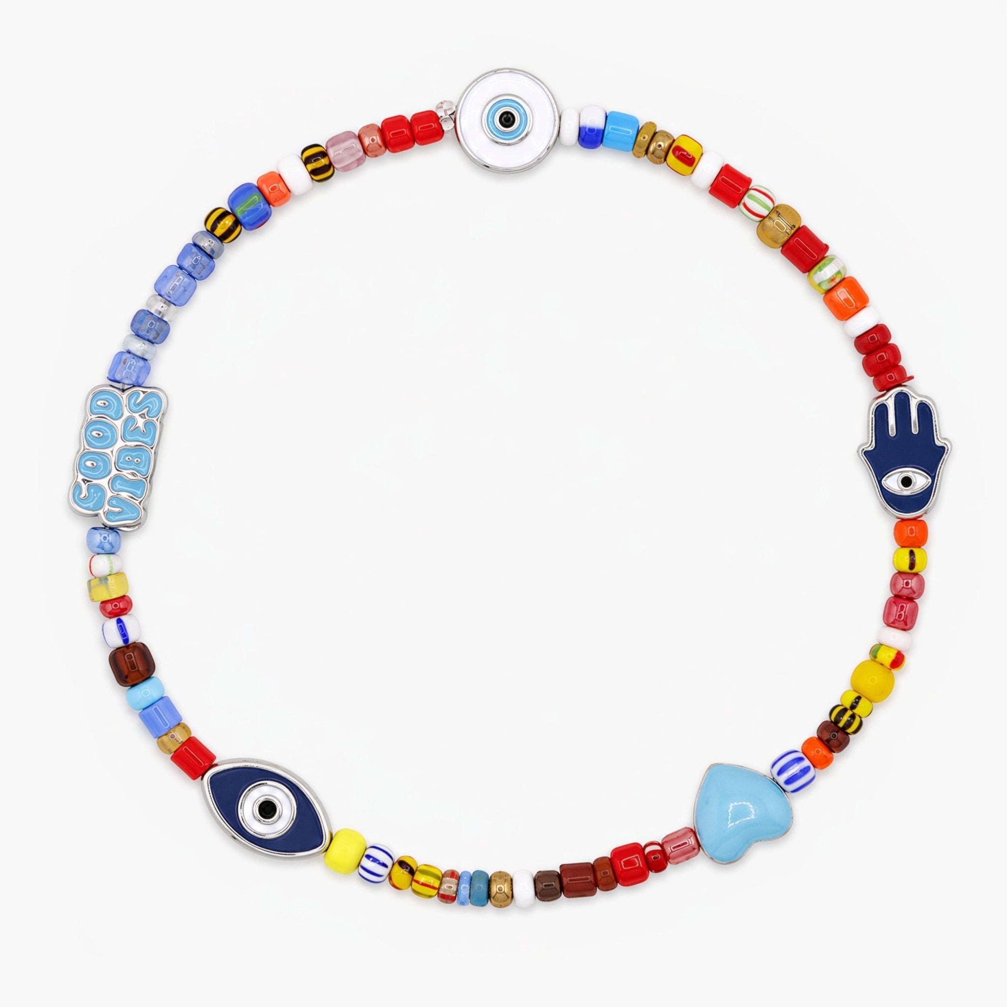 Holidays Glass Beads Bracelet With Enamelled Charms-Bracelet-Kompsós