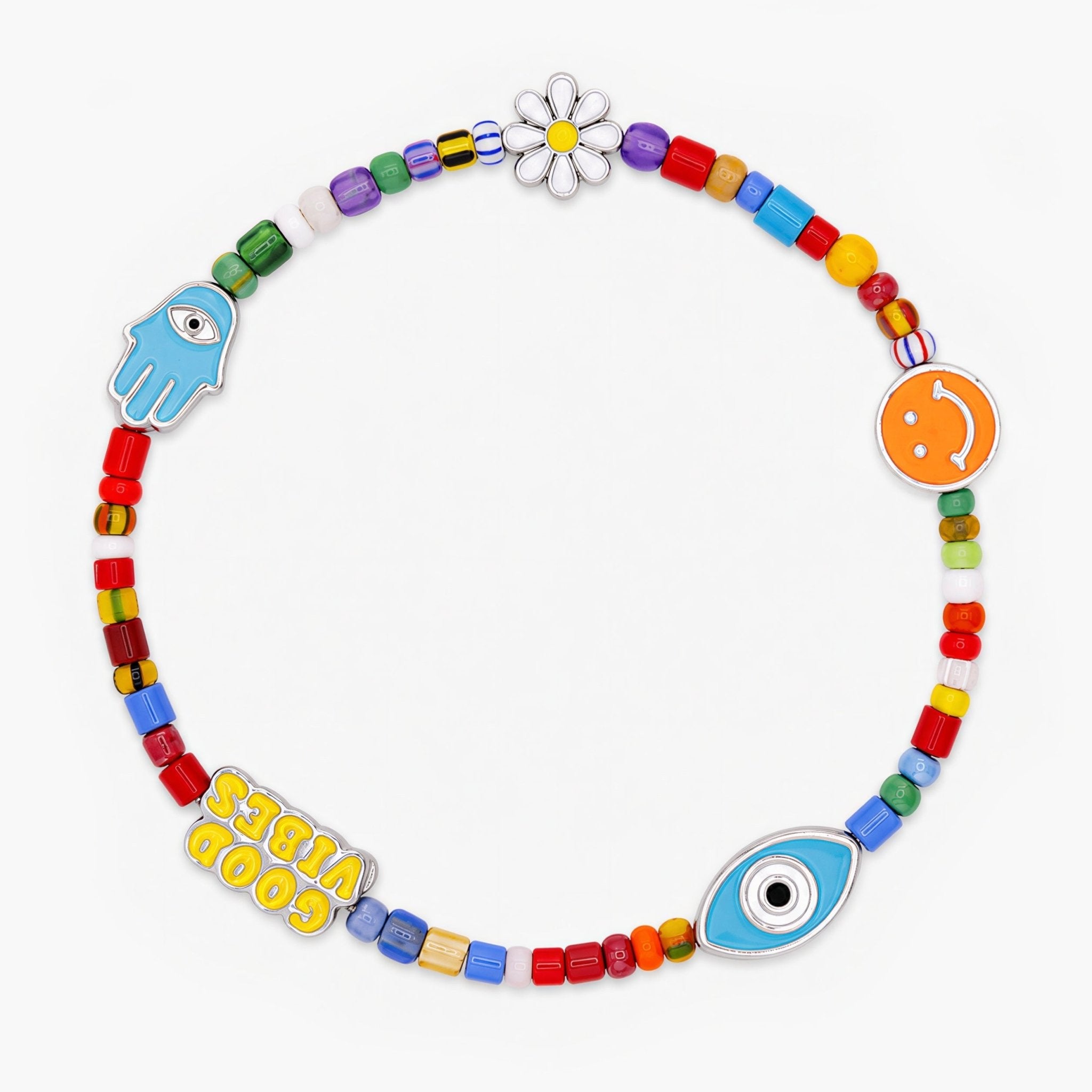 Holidays Glass Beads Bracelet With Enamelled Charms-Bracelet-Kompsós