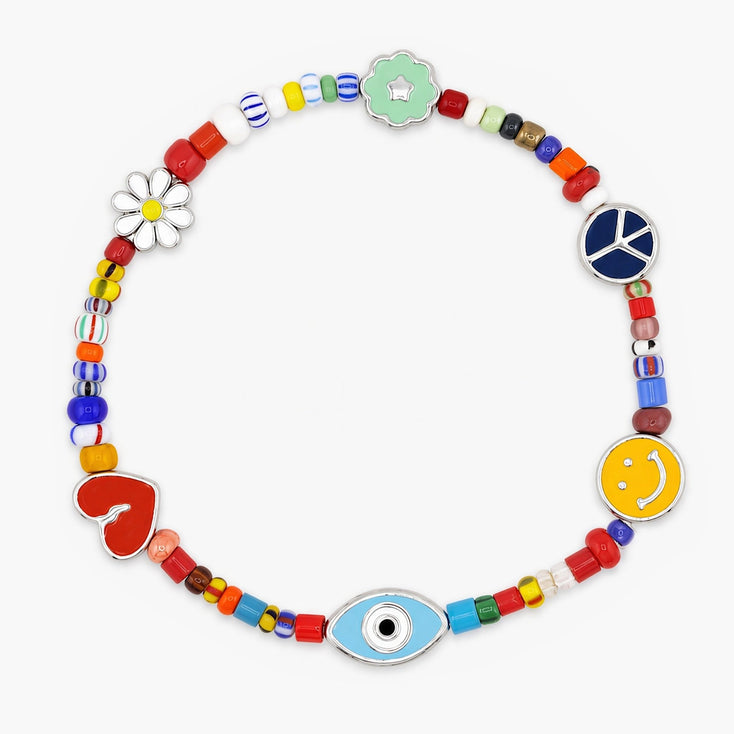 Holidays Glass Beads Bracelet With Enamelled Charms-Bracelet-Kompsós