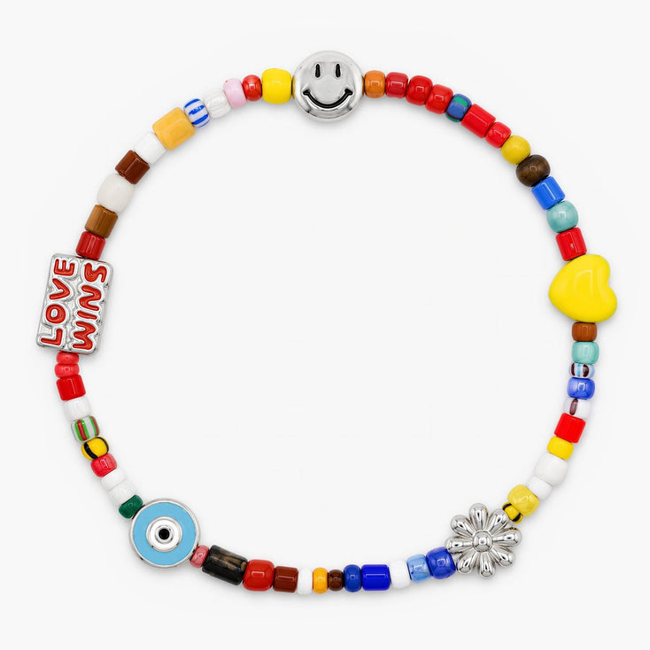 Holidays Glass Beads Bracelet With Enamelled Charms-Bracelet-Kompsós