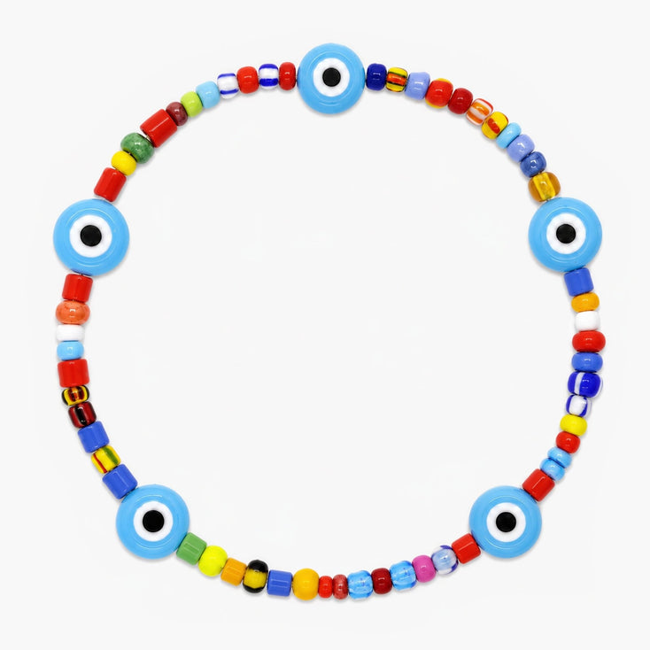 Holidays Glass Beads Bracelet With Evil Eye-Bracelet-Kompsós