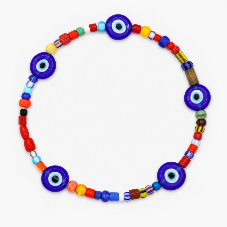 Holidays Glass Beads Bracelet With Evil Eye-Bracelet-Kompsós
