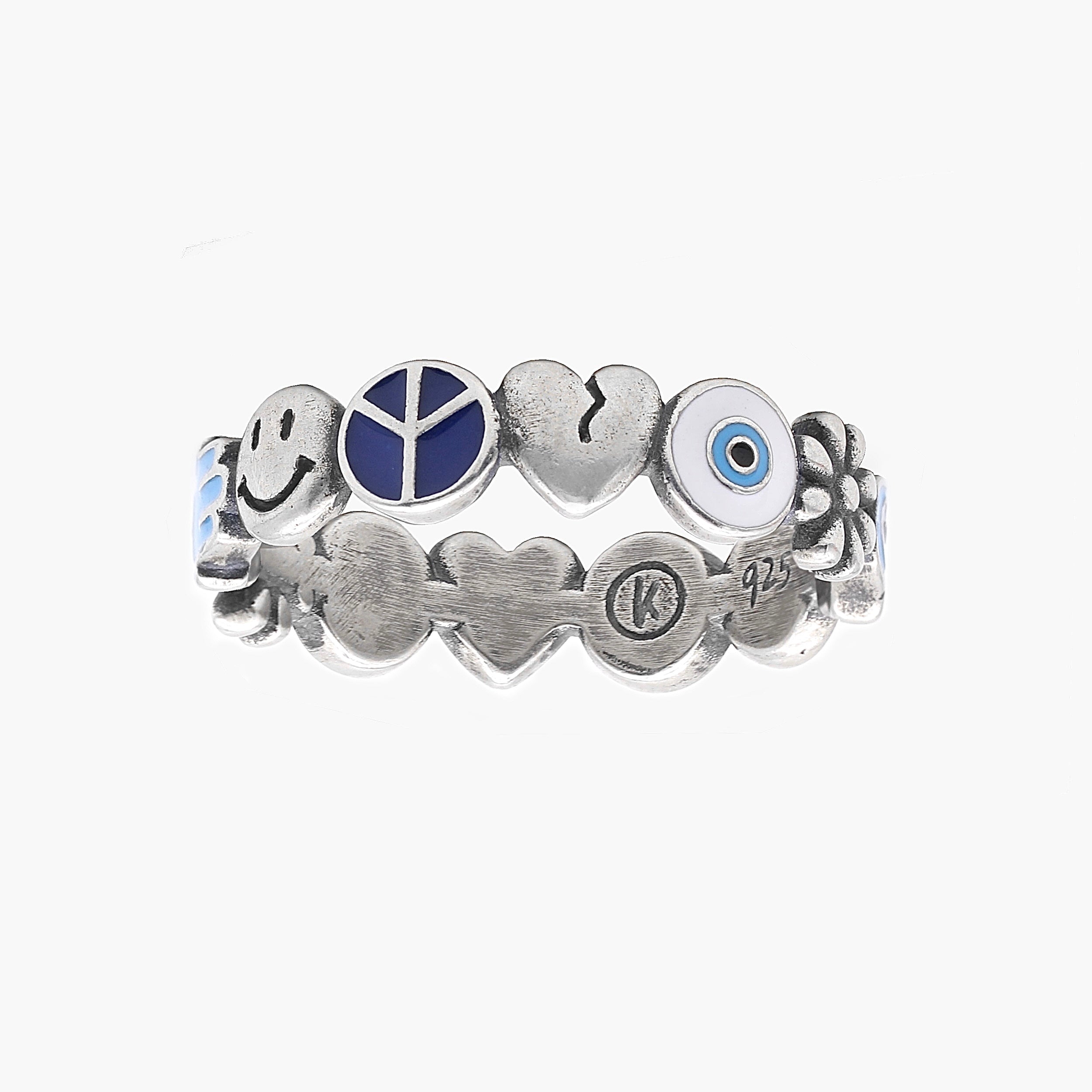 Holidays Signature Sterling Silver Ring With Enamelled Charms-Ring-Kompsós