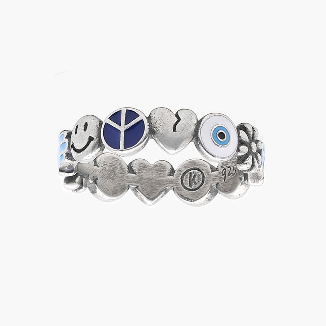 Holidays Signature Sterling Silver Ring With Enamelled Charms-Ring-Kompsós