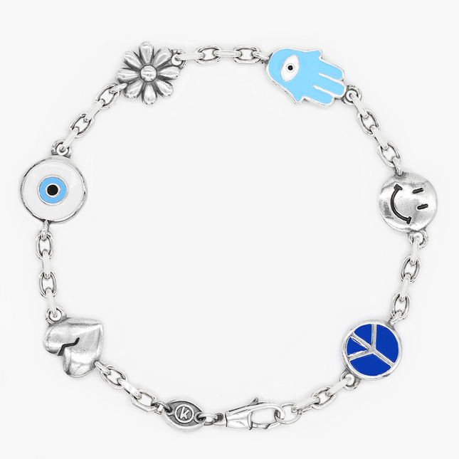 Holidays Sterling Silver Bracelet With Assorted Charms-Bracelet-Kompsós