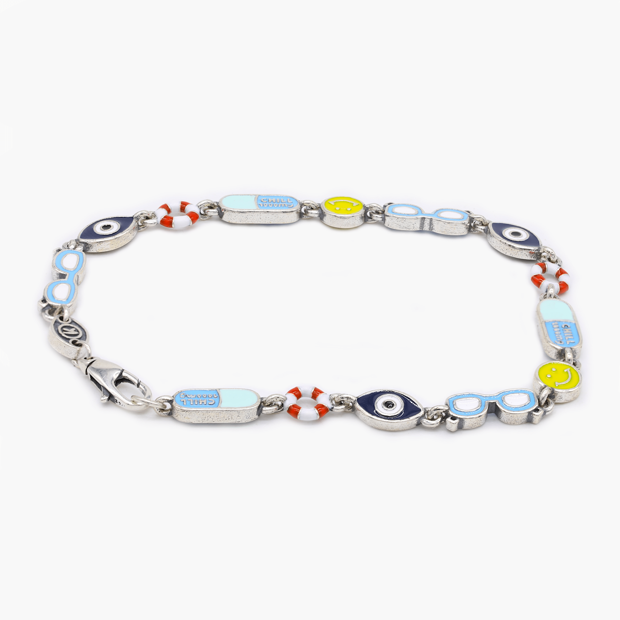 Holidays Sterling Silver Bracelet With Multi Enamelled Charms-Bracelet-Kompsós