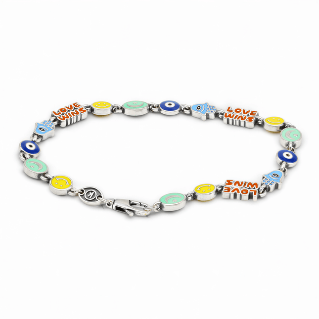 Holidays Sterling Silver Bracelet With Multi Enamelled Charms-Bracelet-Kompsós
