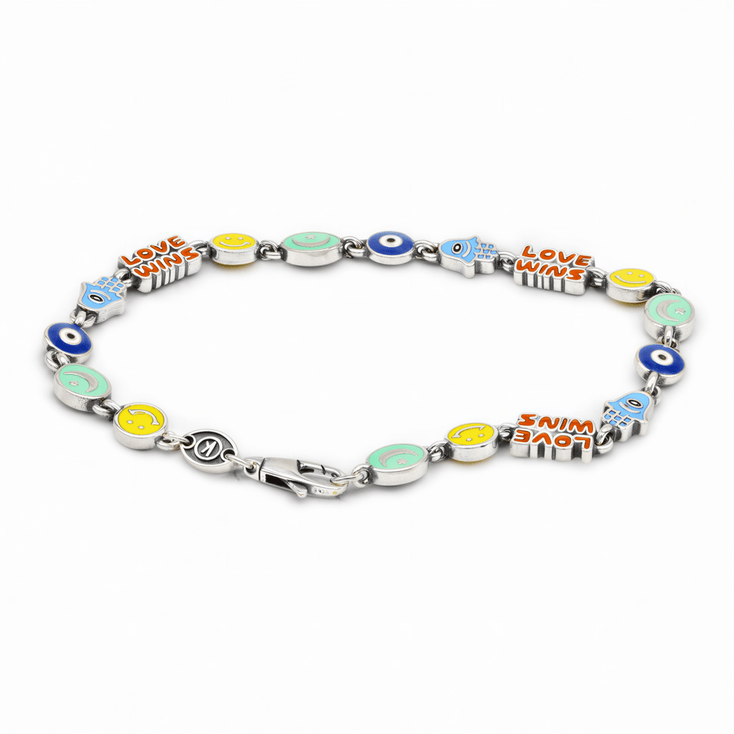 Holidays Sterling Silver Bracelet With Multi Enamelled Charms-Bracelet-Kompsós
