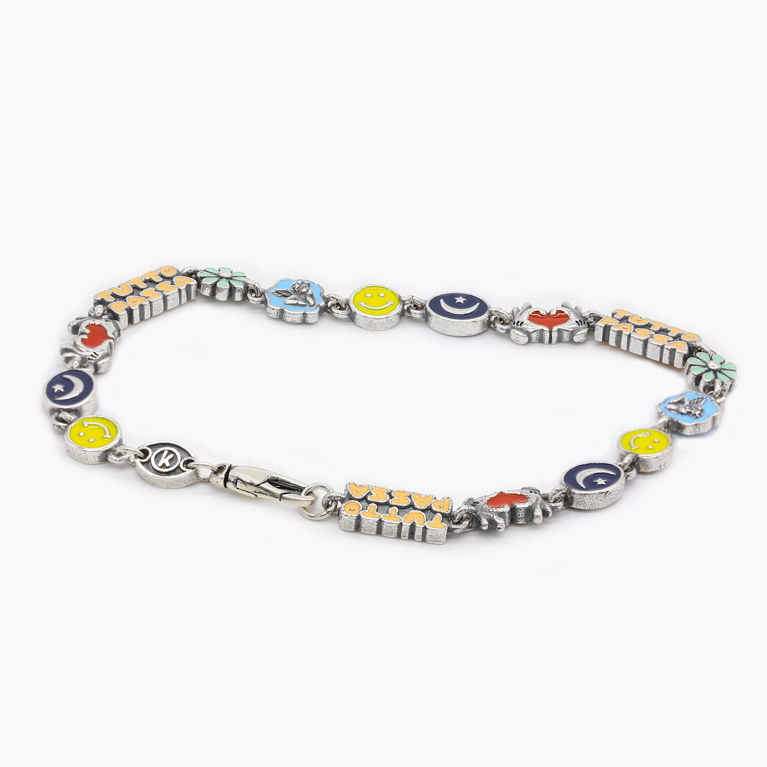 Holidays Sterling Silver Bracelet With Multi Enamelled Charms-Bracelet-Kompsós