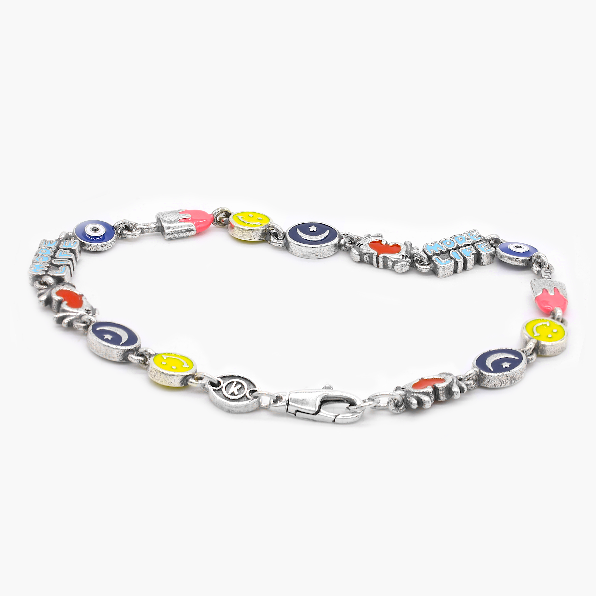 Holidays Sterling Silver Bracelet With Multi Enamelled Charms-Bracelet-Kompsós