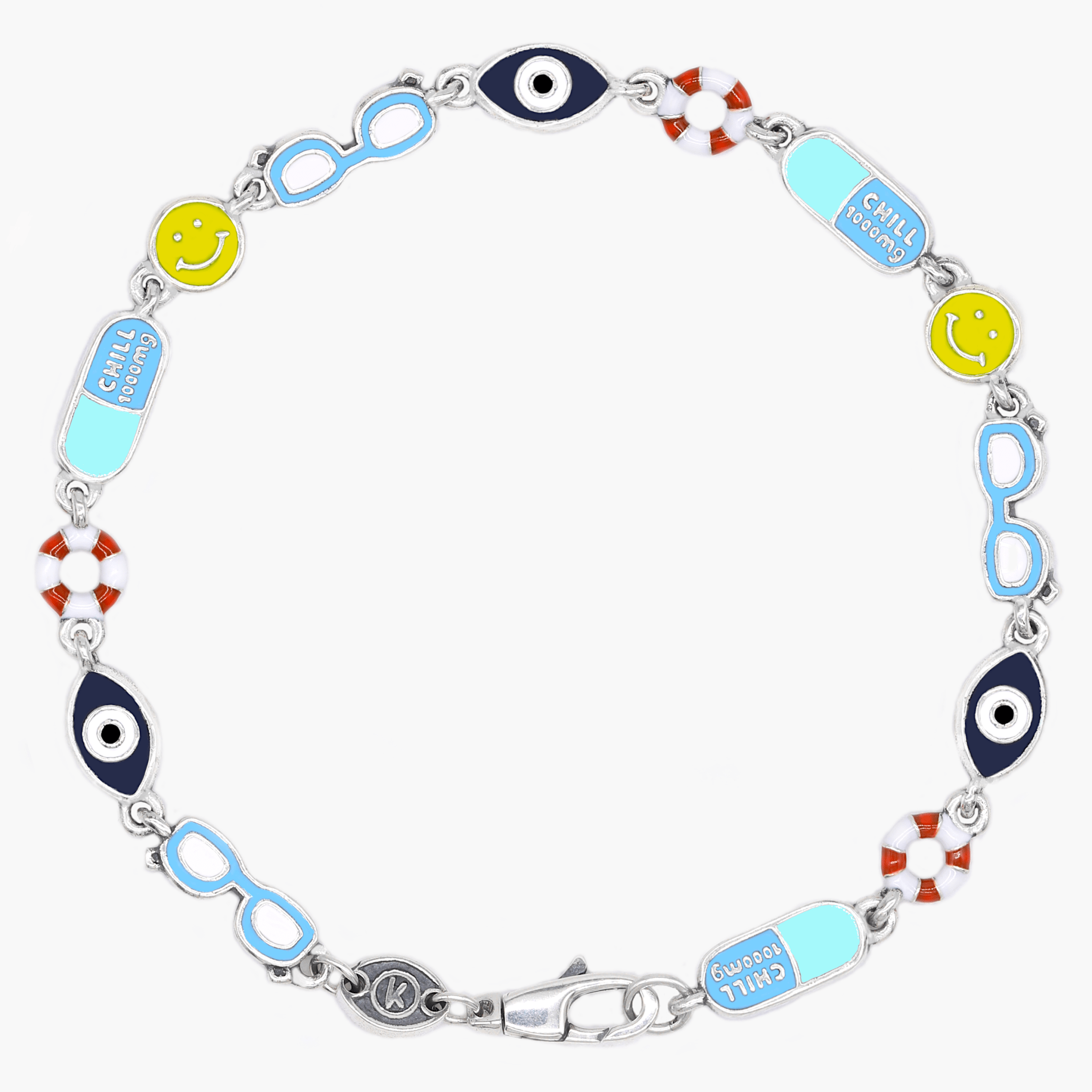 Holidays Sterling Silver Bracelet With Multi Enamelled Charms-Bracelet-Kompsós