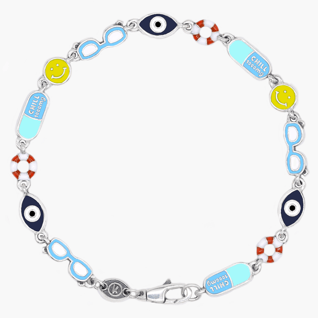 Holidays Sterling Silver Bracelet With Multi Enamelled Charms-Bracelet-Kompsós