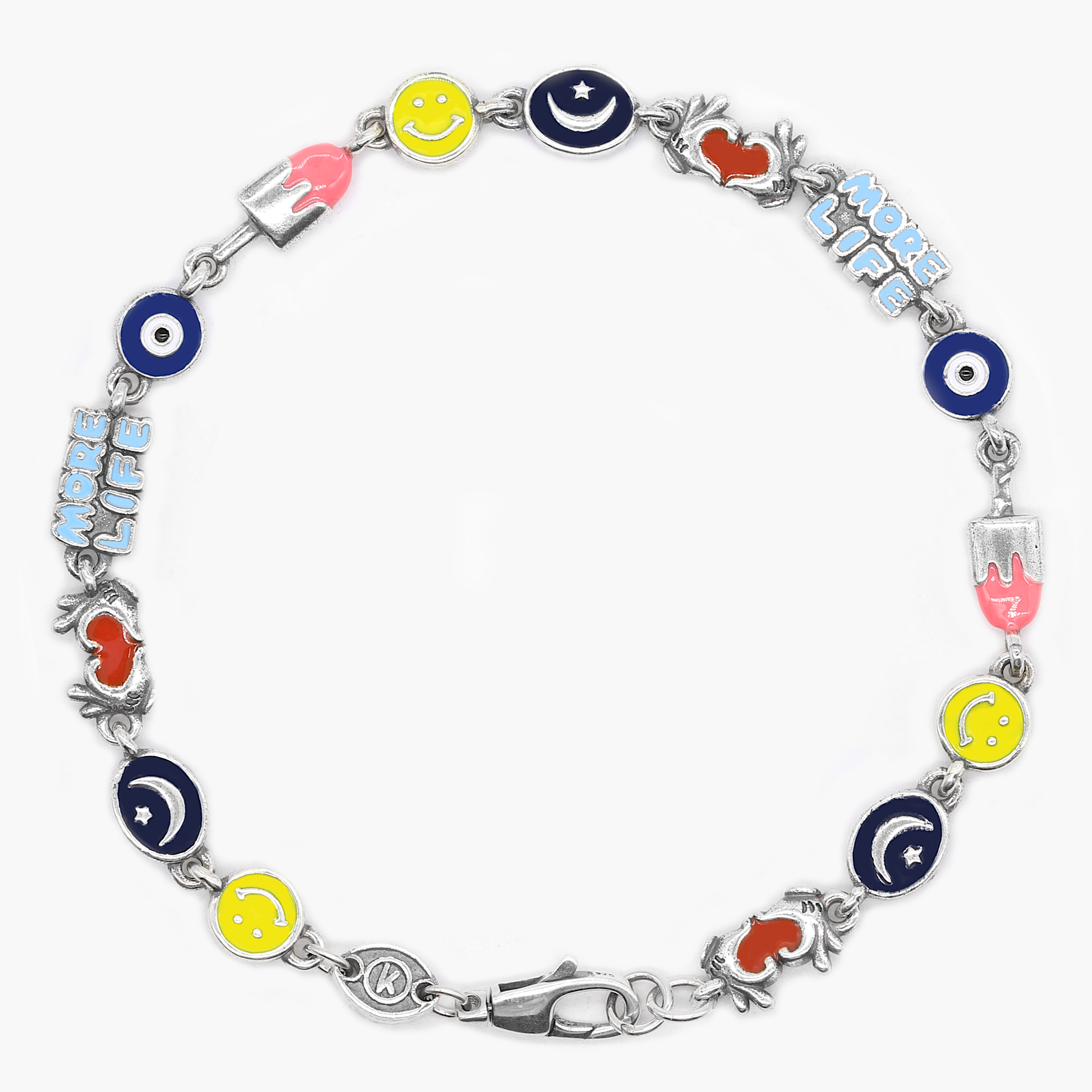 Holidays Sterling Silver Bracelet With Multi Enamelled Charms-Bracelet-Kompsós