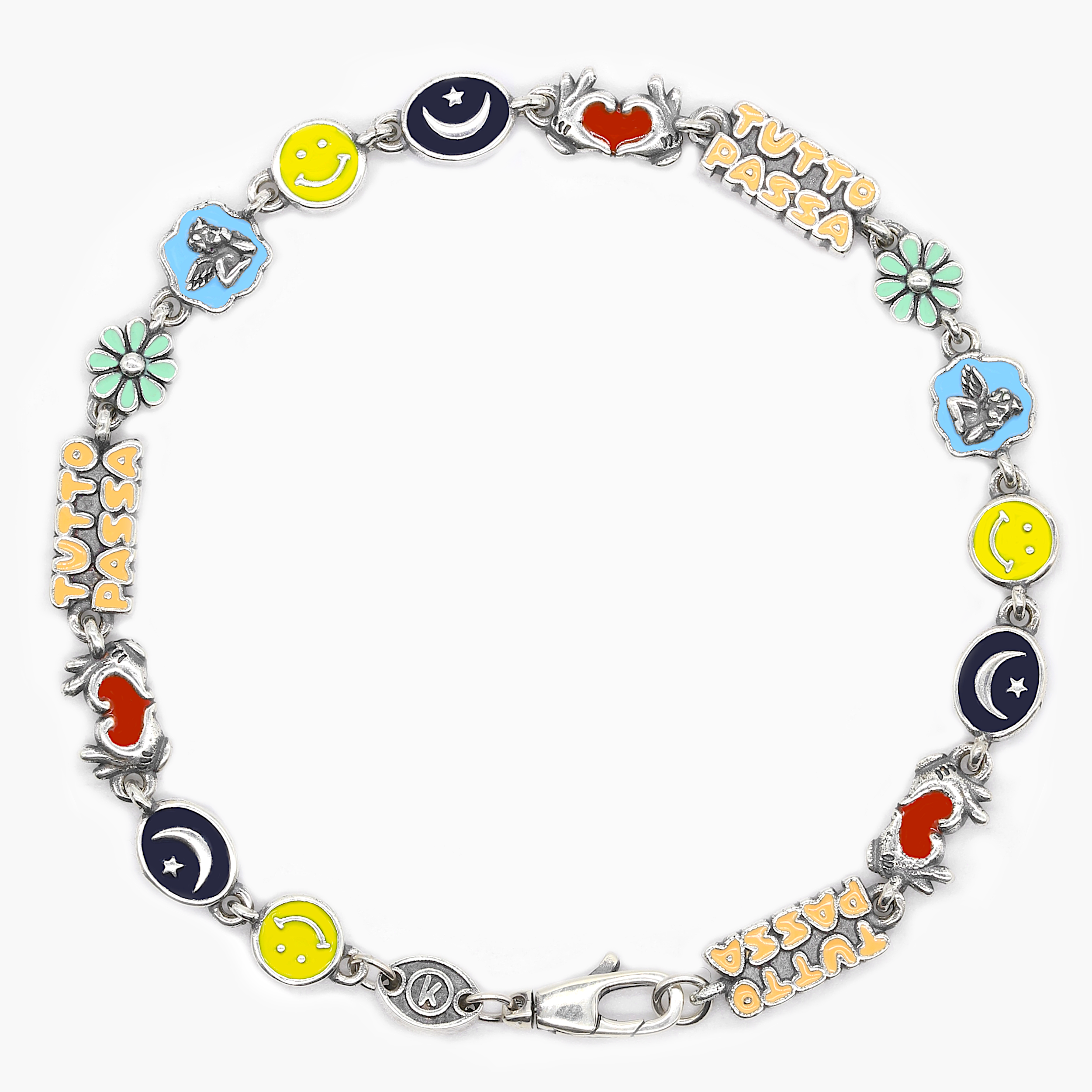 Holidays Sterling Silver Bracelet With Multi Enamelled Charms-Bracelet-Kompsós