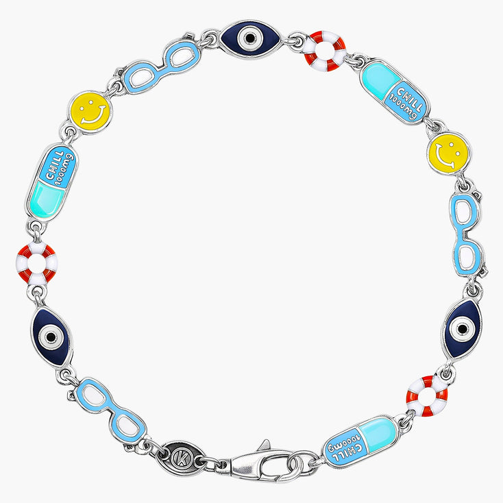 Holidays Sterling Silver Bracelet With Multi Enamelled Charms-Bracelet-Kompsós