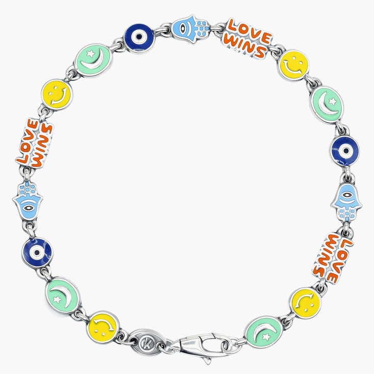 Holidays Sterling Silver Bracelet With Multi Enamelled Charms-Bracelet-Kompsós