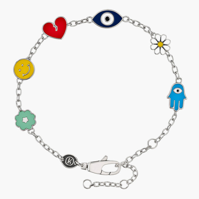 Holidays Sterling Silver Chain Bracelet With Assorted Charms-Bracelet-Kompsós