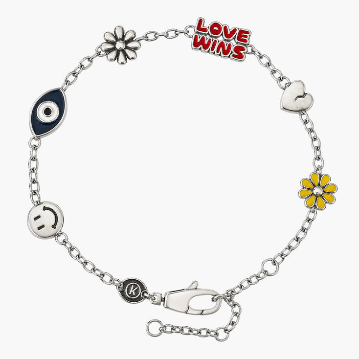 Holidays Sterling Silver Chain Bracelet With Assorted Charms-Bracelet-Kompsós