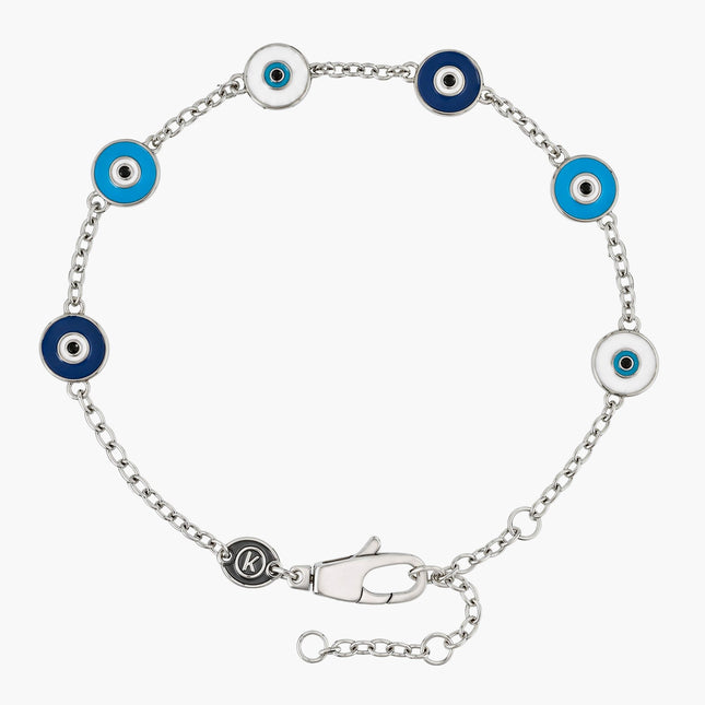 Holidays Sterling Silver Chain Bracelet With Assorted Evil Eye-Bracelet-Kompsós