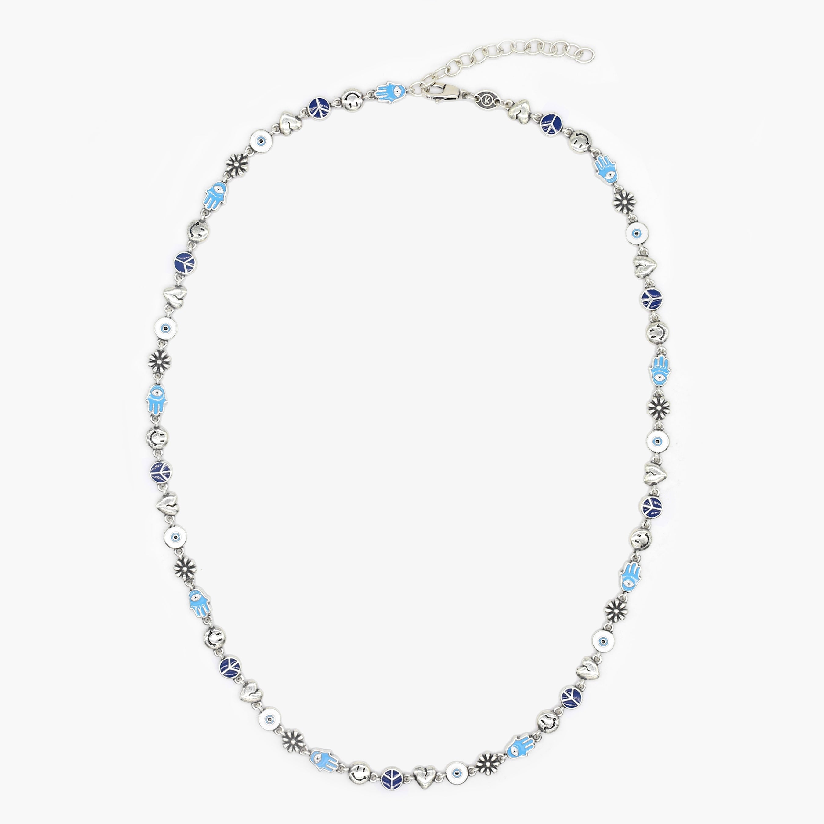 Holidays Sterling Silver Necklace With Multi Enamelled Charms-Bracelet-Kompsós