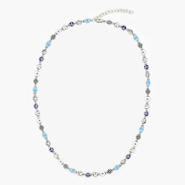 Holidays Sterling Silver Necklace With Multi Enamelled Charms-Bracelet-Kompsós