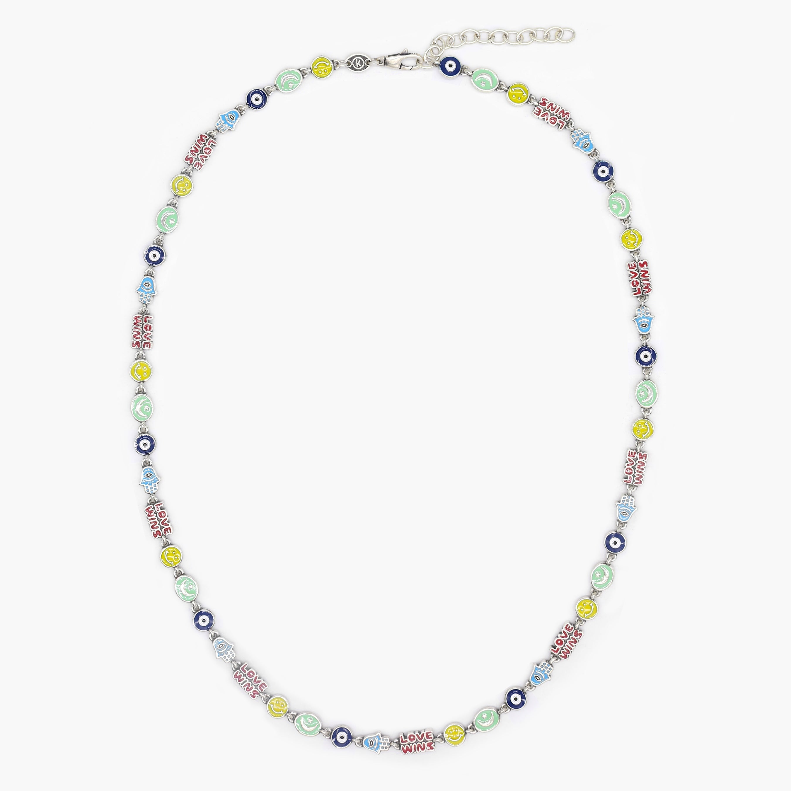 Holidays Sterling Silver Necklace With Multi Enamelled Charms-Bracelet-Kompsós
