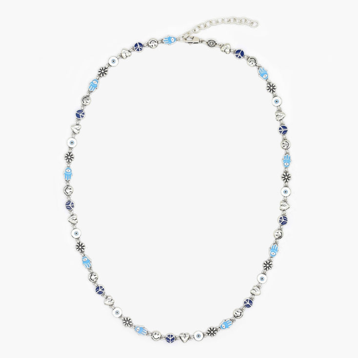 Holidays Sterling Silver Necklace With Multi Enamelled Charms-Bracelet-Kompsós