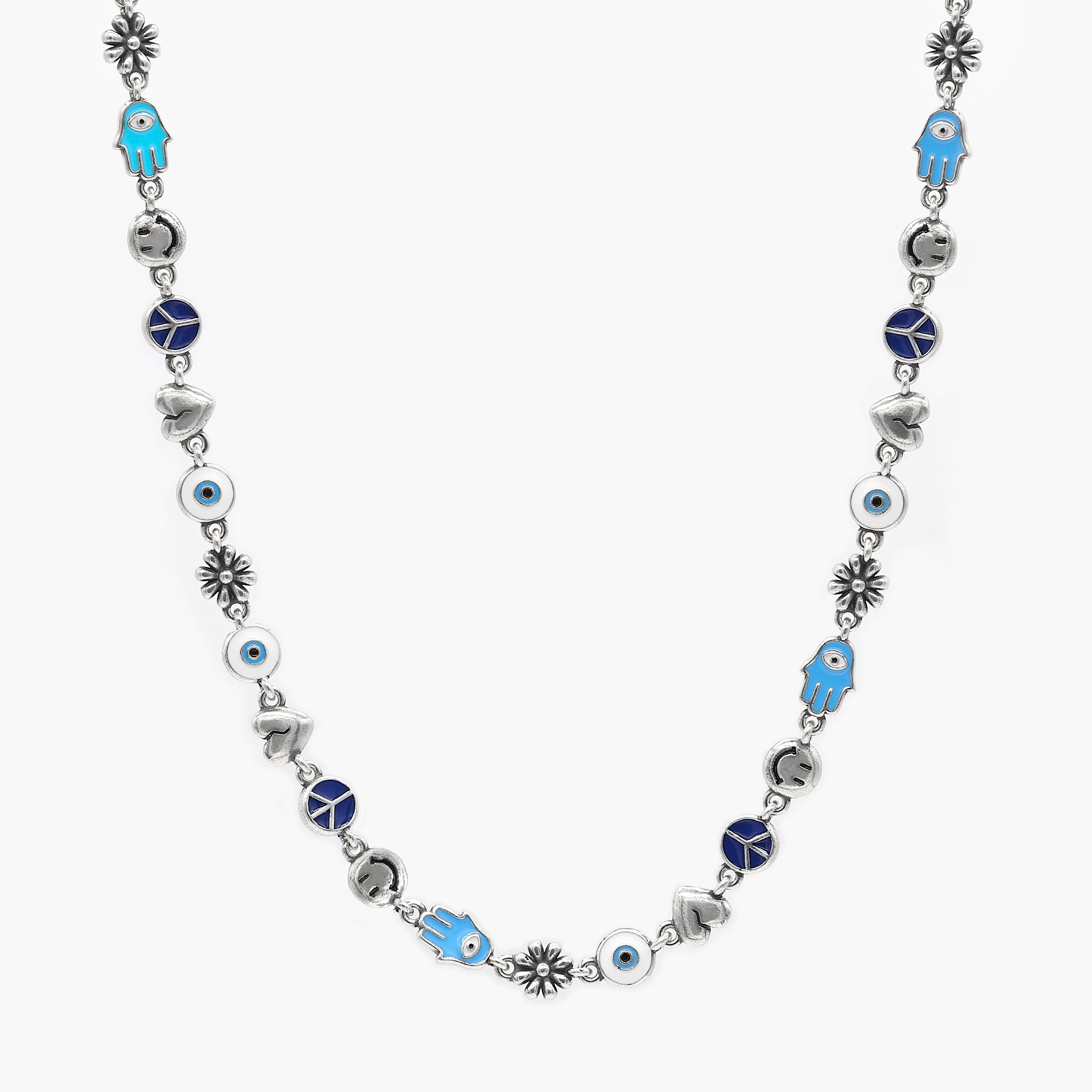 Holidays Sterling Silver Necklace With Multi Enamelled Charms-Bracelet-Kompsós