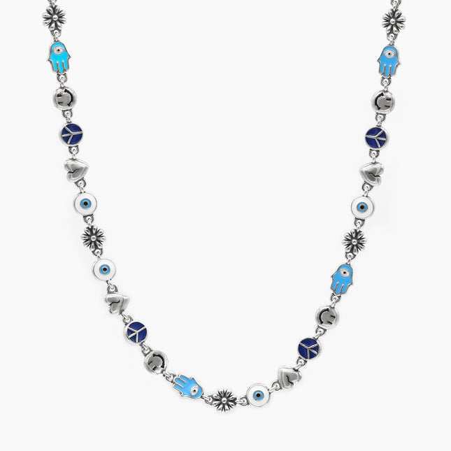 Holidays Sterling Silver Necklace With Multi Enamelled Charms-Bracelet-Kompsós