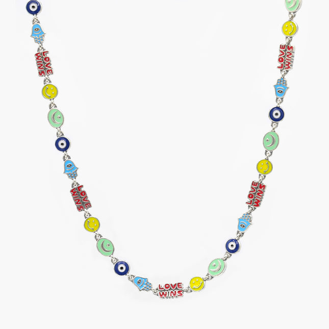 Holidays Sterling Silver Necklace With Multi Enamelled Charms-Bracelet-Kompsós