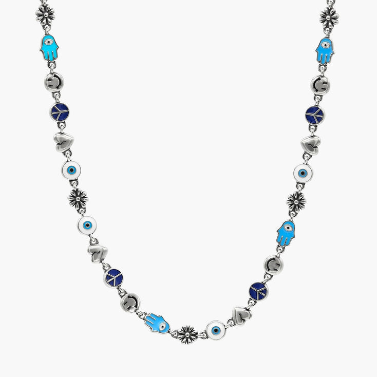 Holidays Sterling Silver Necklace With Multi Enamelled Charms-Bracelet-Kompsós