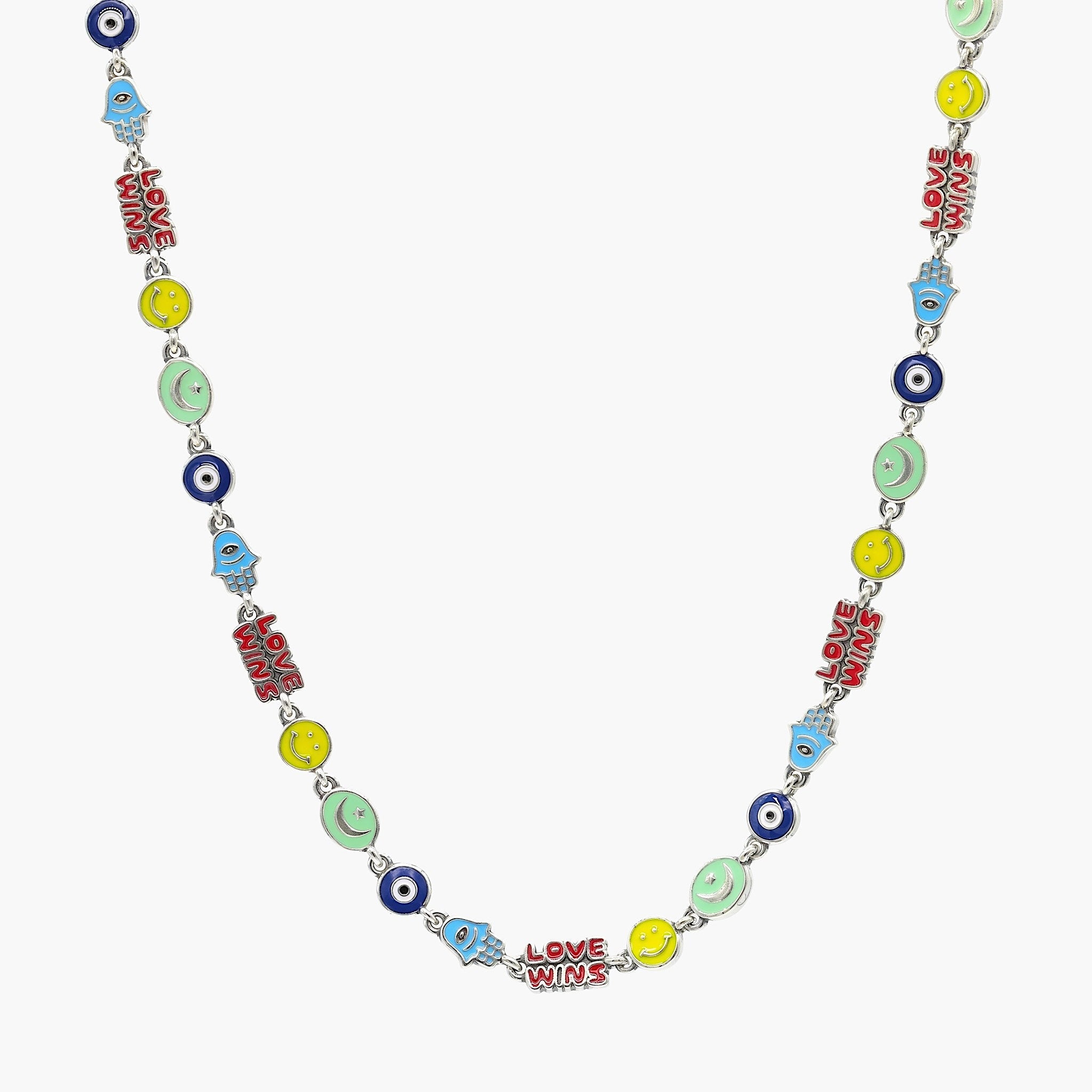 Holidays Sterling Silver Necklace With Multi Enamelled Charms-Bracelet-Kompsós