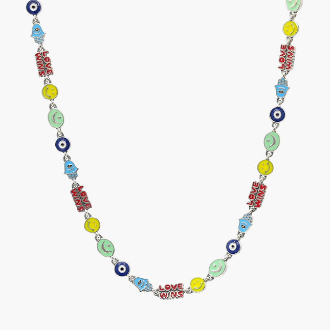Holidays Sterling Silver Necklace With Multi Enamelled Charms-Bracelet-Kompsós