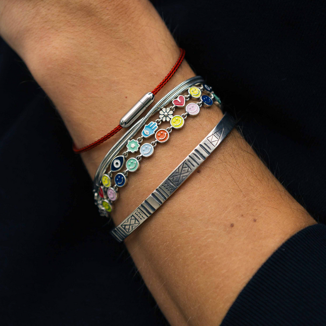 Holidays Sterling Silver Signature Bracelet With Multi Enamelled Charms-Bracelet-Kompsós