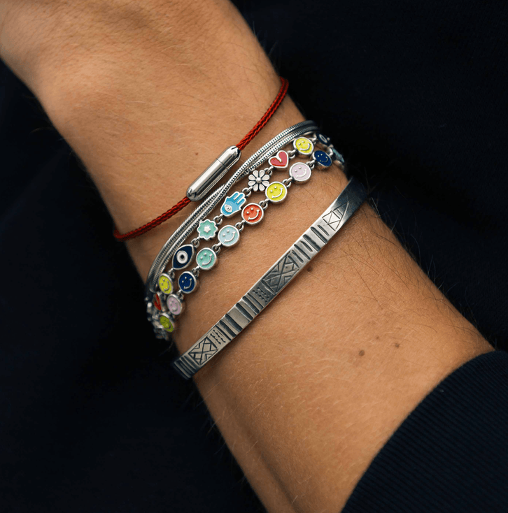 Holidays Sterling Silver Signature Bracelet With Multi Enamelled Charms-Bracelet-Kompsós