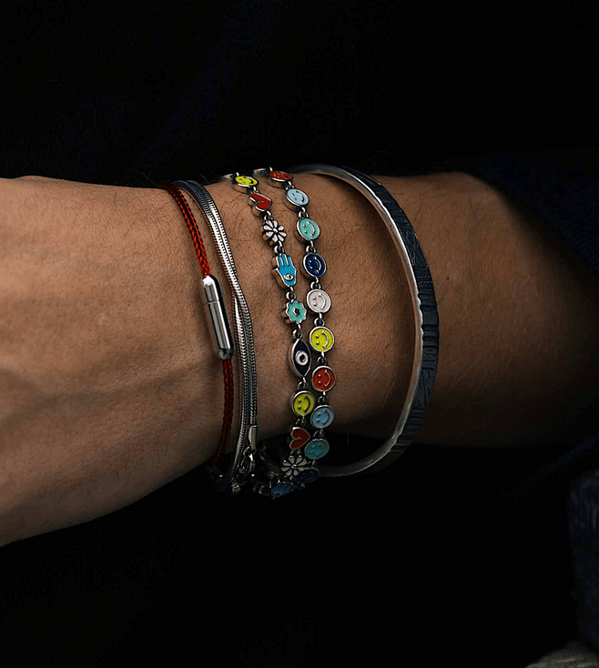 Holidays Sterling Silver Signature Bracelet With Multi Enamelled Charms-Bracelet-Kompsós