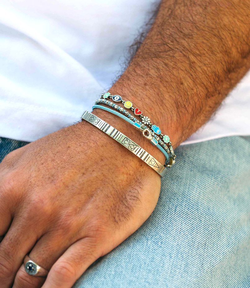 Holidays Sterling Silver Signature Bracelet With Multi Enamelled Charms-Bracelet-Kompsós