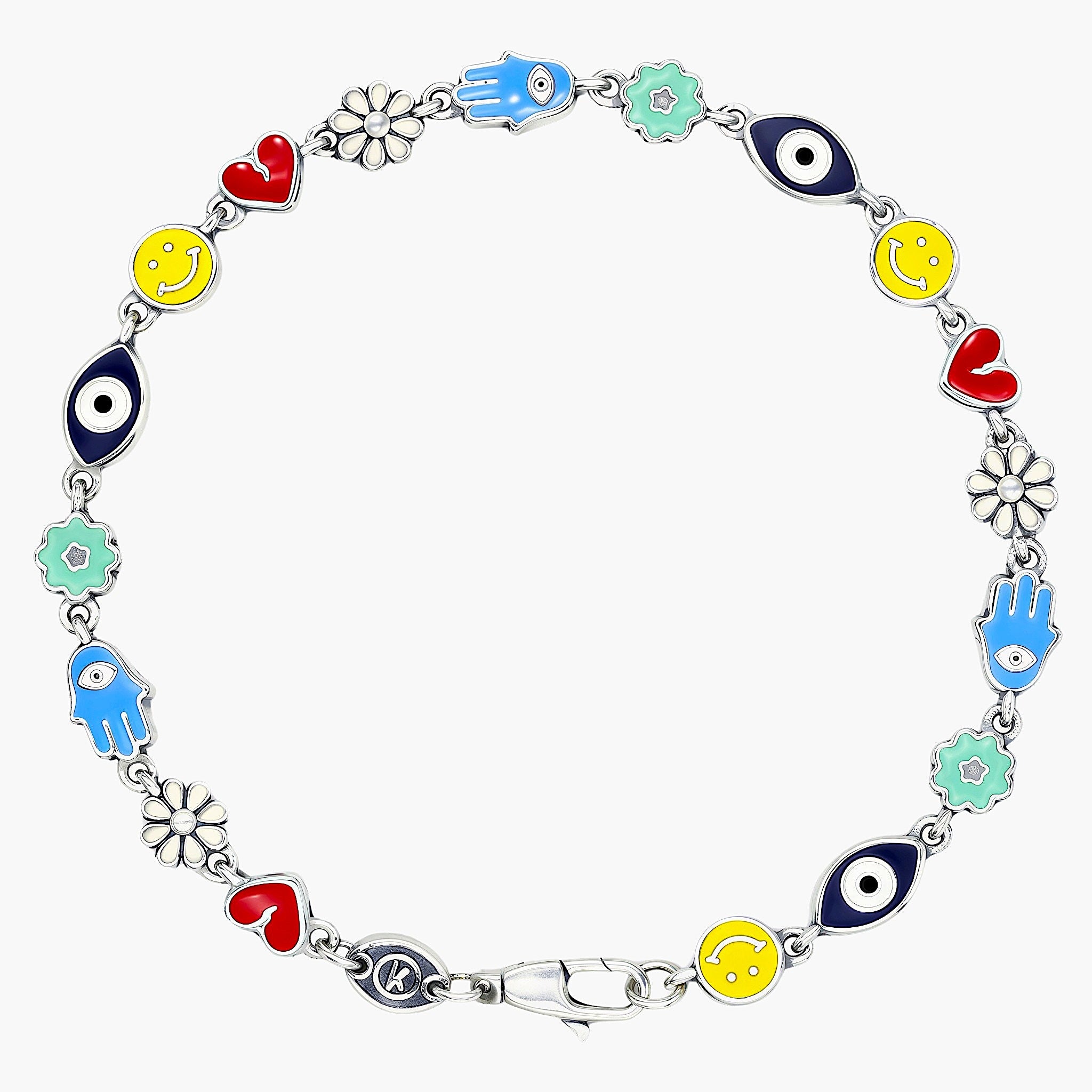 Holidays Sterling Silver Signature Bracelet With Multi Enamelled Charms-Bracelet-Kompsós