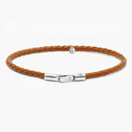 Italian Leather Bracelet With Sterling Silver Clasp (Brown)