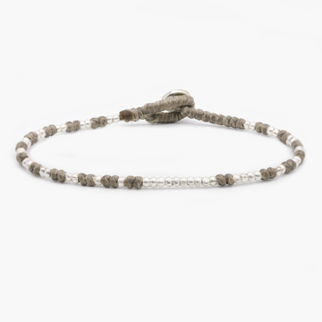 Knot Silver Beads Bracelet (Light Brown)-Kompsós