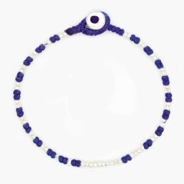 Knot Silver Beads Bracelet (Navy Blue)-Kompsós