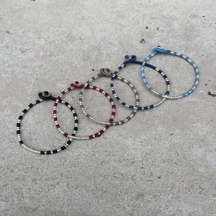 Knot Silver Beads Bracelet (Orange)-Bracelet-Kompsós