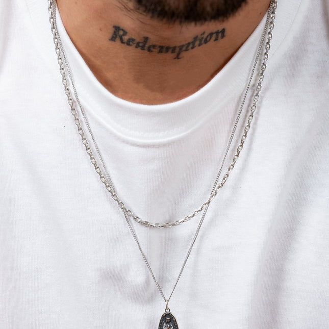 Lady Of Guadalupe Sterling Silver Necklace-Necklace-Kompsós
