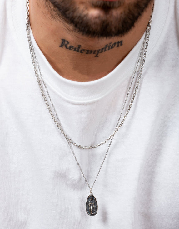 Lady Of Guadalupe Sterling Silver Necklace-Necklace-Kompsós
